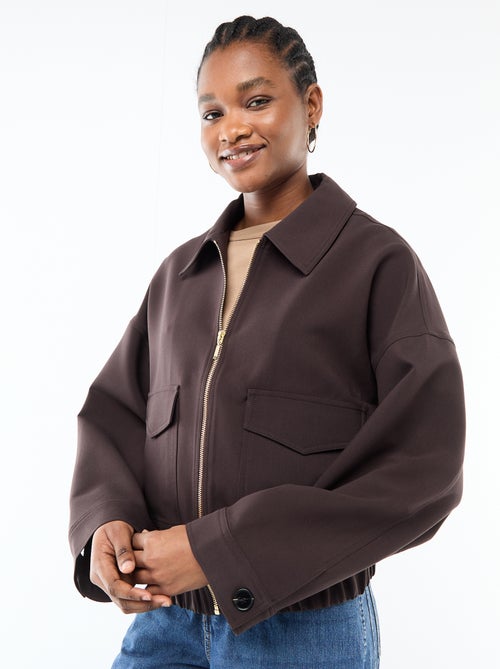 Veste zippée poches plaquées uni - Kiabi