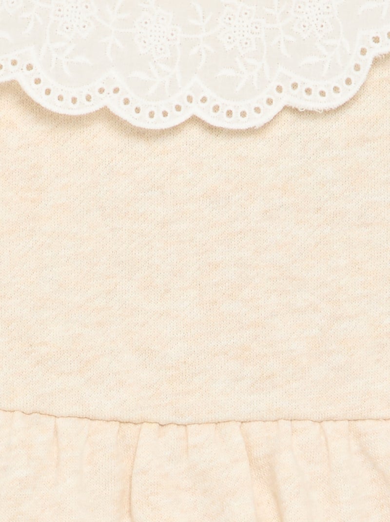 Vestito a maniche lunghe in felpa con colletto ricamato Beige - Kiabi