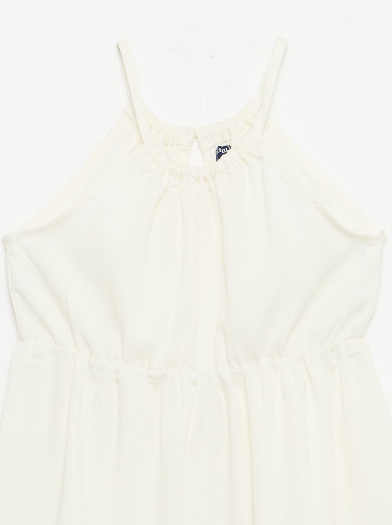 Vestito a tinta unita con spalline e balze Beige - Kiabi