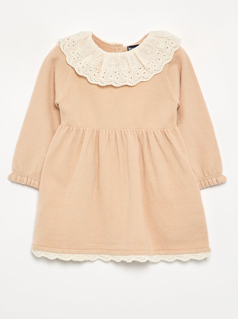 Vestito con collo Claudine + collant Beige - Kiabi
