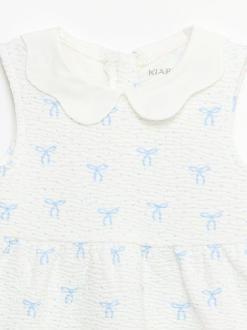 Vestito in maglia stropicciata con collo in popeline Bianco - Kiabi