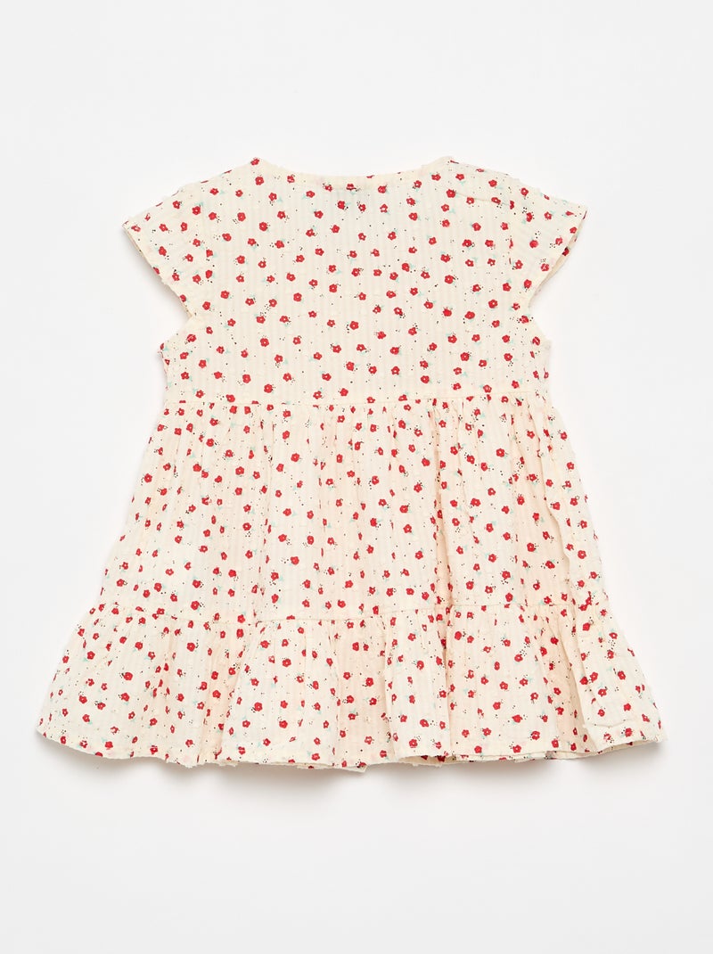 Vestito stampato in tessuto plumetis Rosso - Kiabi