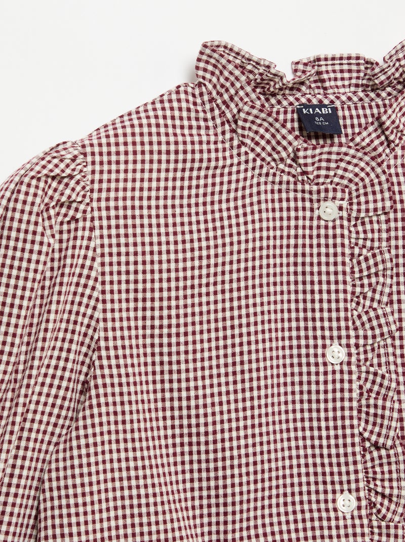 Vichy-Bluse mit Rüschen Rot - Kiabi