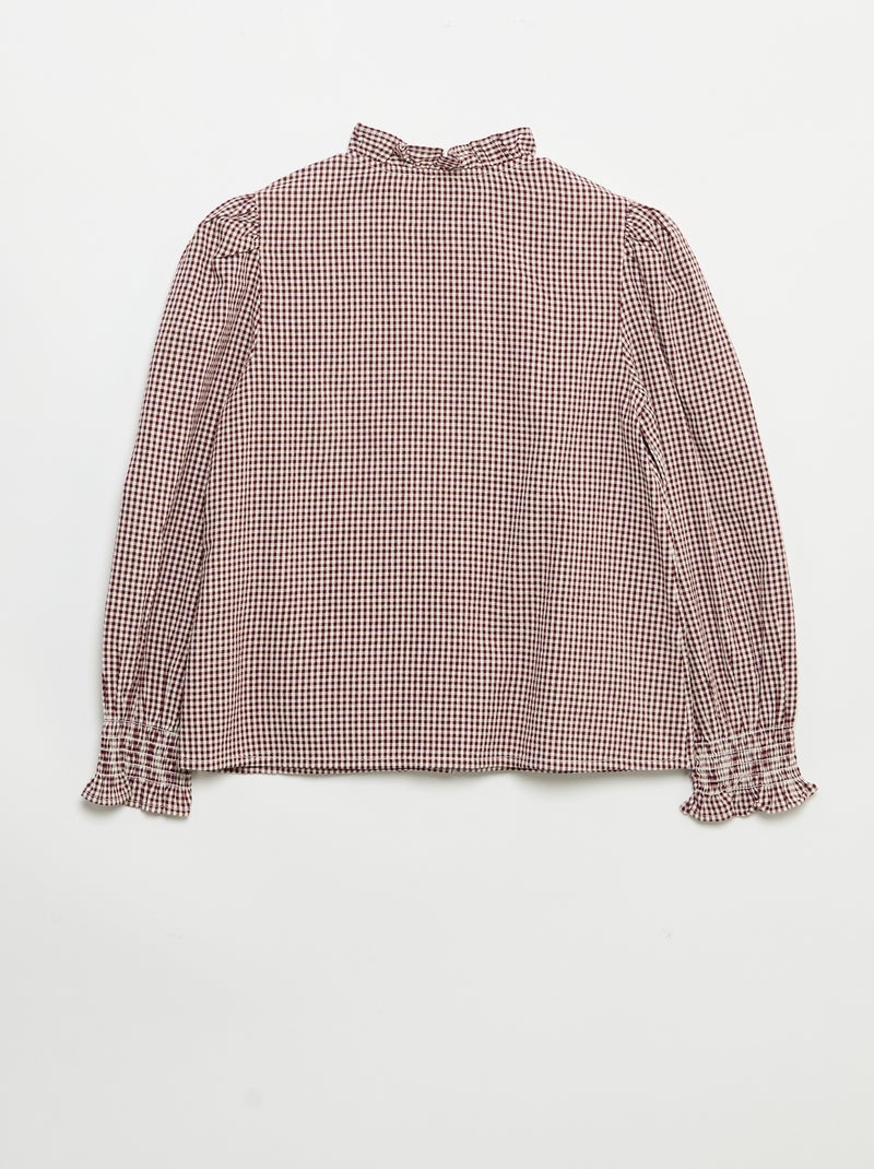 Vichy-Bluse mit Rüschen Rot - Kiabi