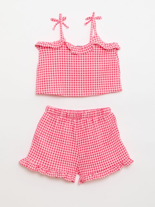 Vichy-Muster Kombi: Shorts + Trägertop – 2-teilig - Kiabi