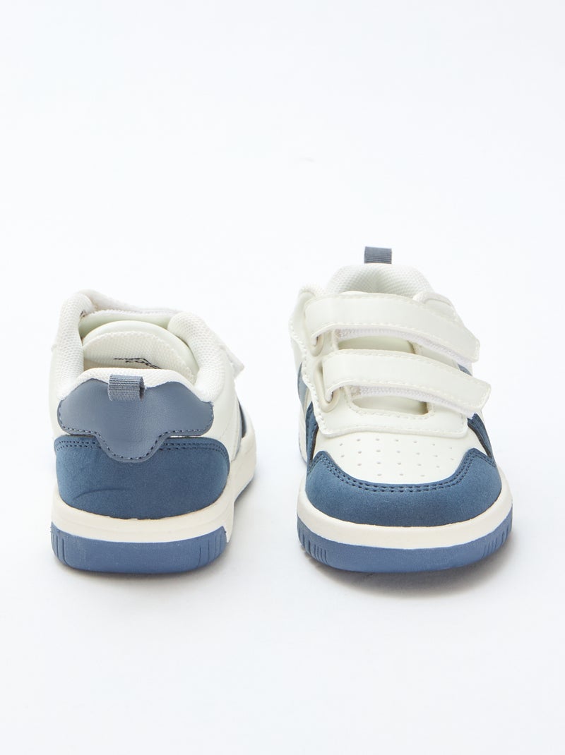 Vierfarbige Sneakers aus Kunstleder mit Klettverschluss Blau - Kiabi