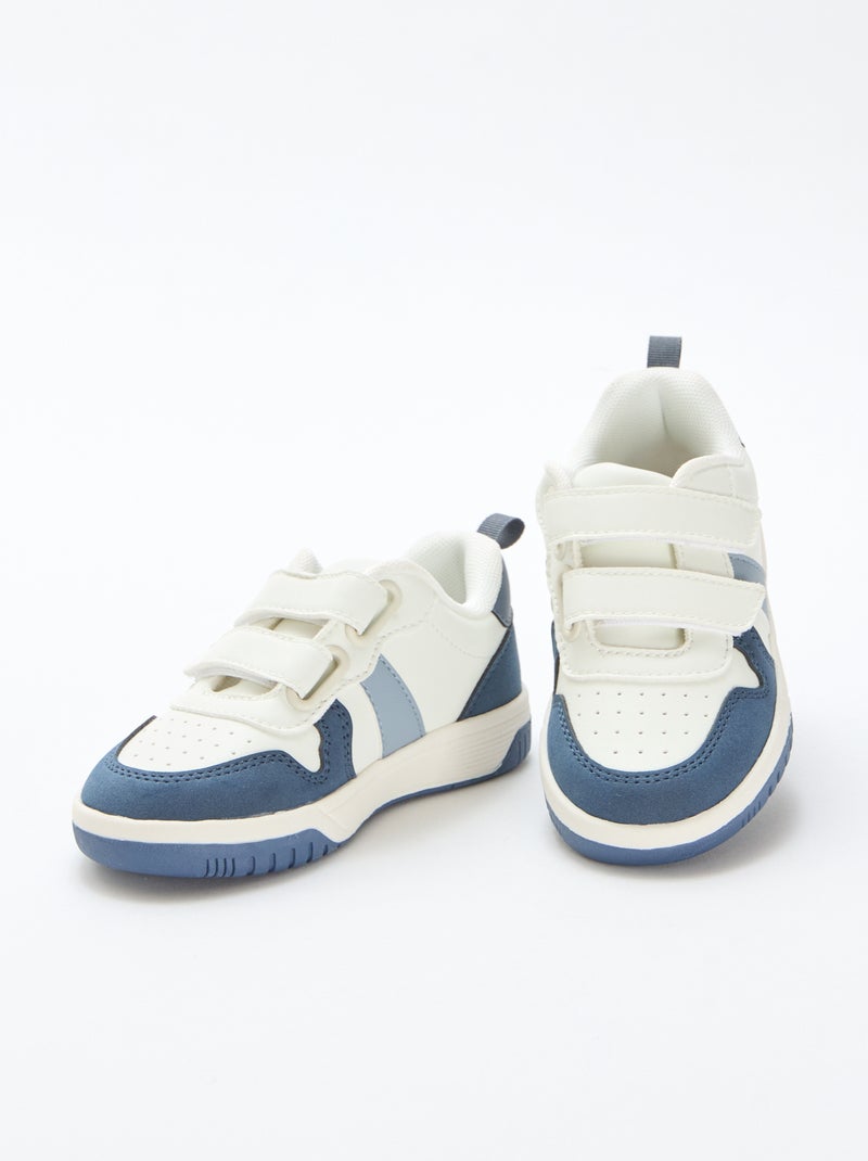 Vierfarbige Sneakers aus Kunstleder mit Klettverschluss Blau - Kiabi