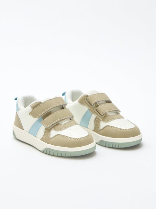 Vierfarbige Sneakers aus Kunstleder mit Klettverschluss - Kiabi