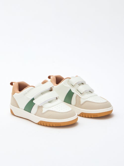 Vierfarbige Sneakers aus Kunstleder mit Klettverschluss - Kiabi