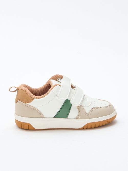 Vierfarbige Sneakers aus Kunstleder mit Klettverschluss - Kiabi