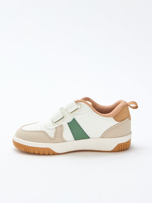 Vierfarbige Sneakers aus Kunstleder mit Klettverschluss - Kiabi