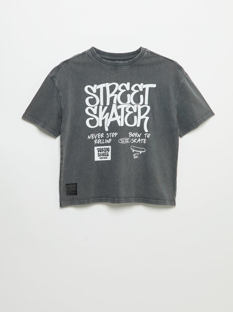 Vintage skate print short-sleeved T-shirt Grey - Kiabi