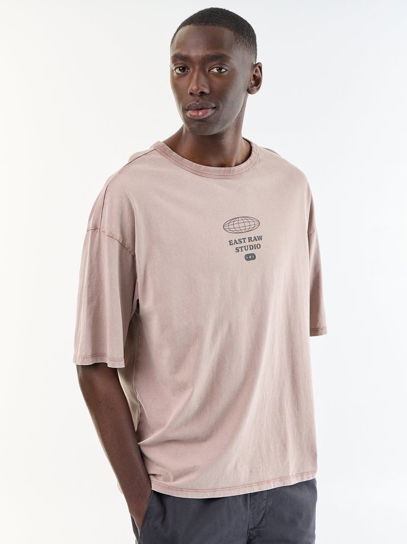 Vintage Style Printed Short-Sleeved T-Shirt Pink - Kiabi