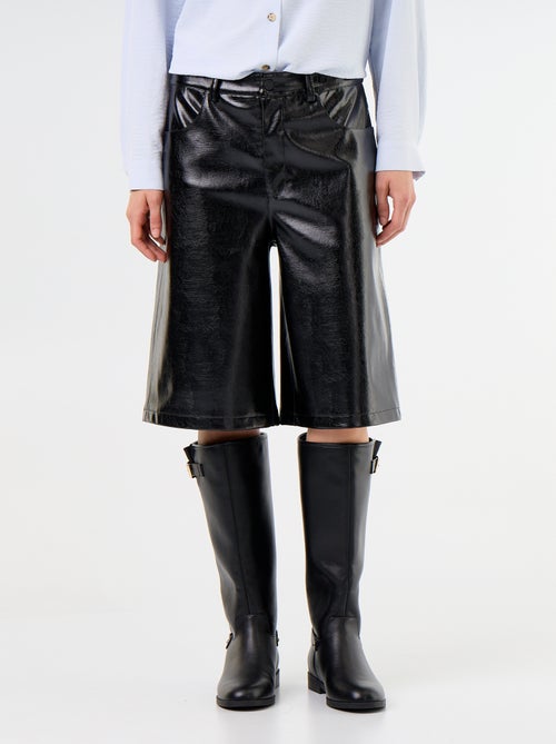 Vinyl wide-leg Bermuda shorts - Kiabi
