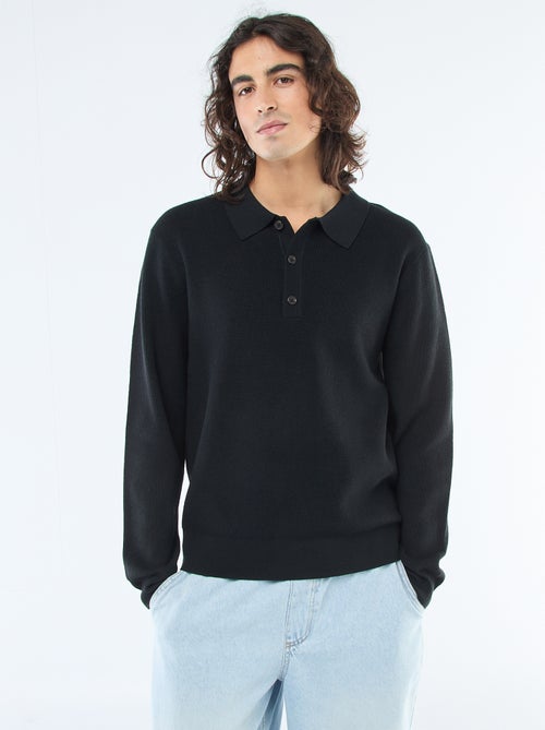Waffelstrick-Pullover mit Polokragen - Kiabi