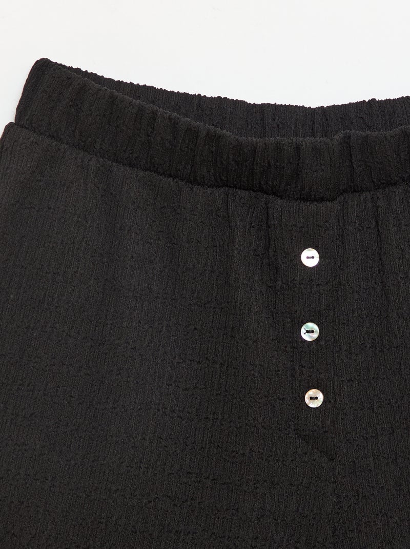 Waffelstrick-Shorts Schwarz - Kiabi