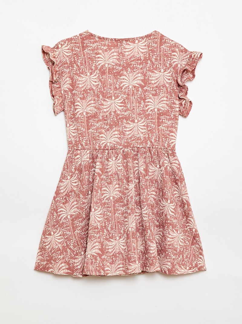Waffelstrickkleid mit Knopfleiste vorne Rosa - Kiabi