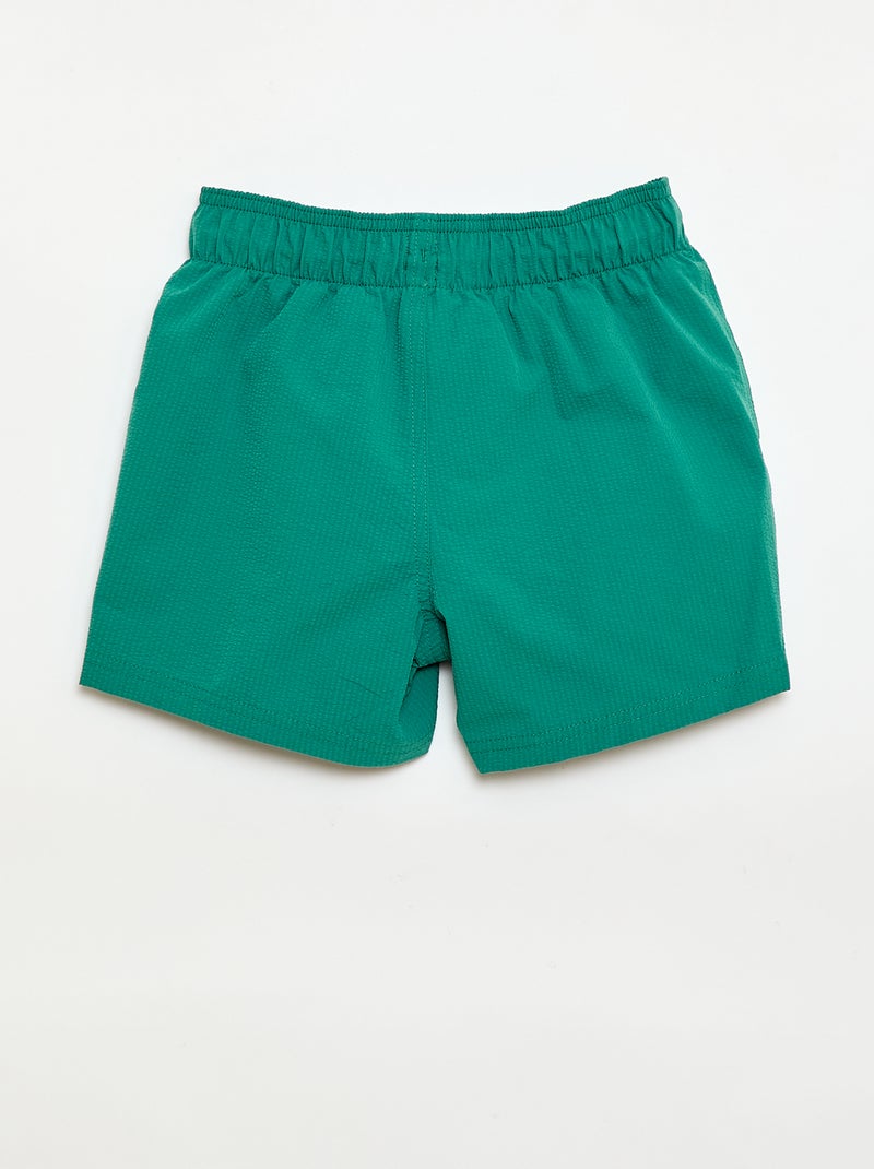 Waffle-Effect Swim Bermuda Shorts Green - Kiabi