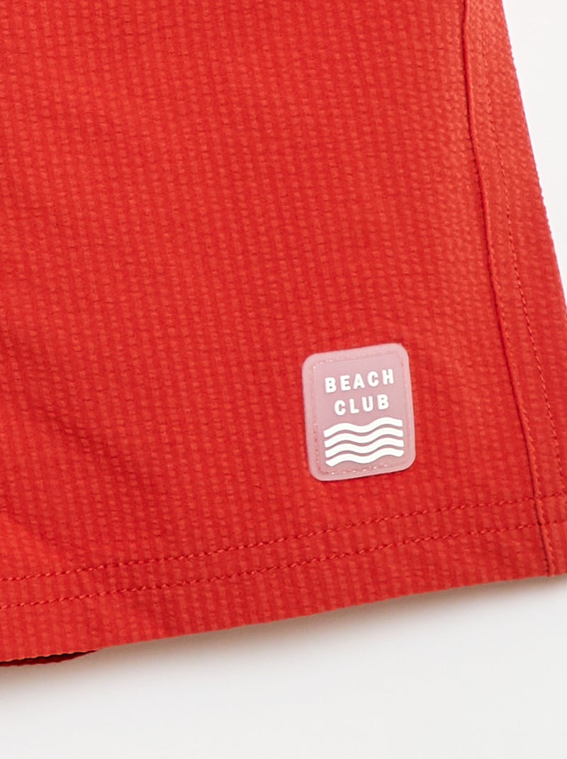 Waffle-Effect Swim Bermuda Shorts Orange - Kiabi