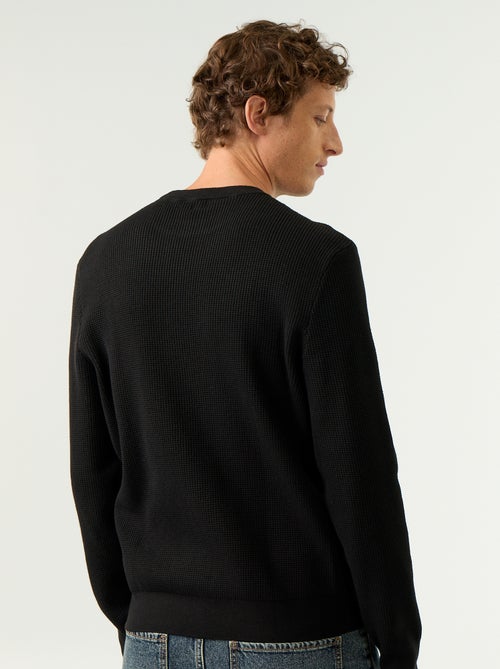 Waffle knit crew neck jumper - Kiabi