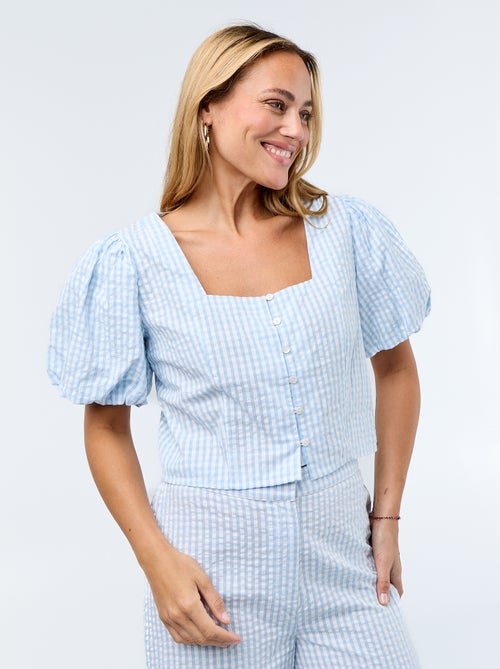 Waffle Knit Cropped Blouse - Kiabi