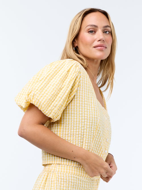Waffle Knit Cropped Blouse - Kiabi
