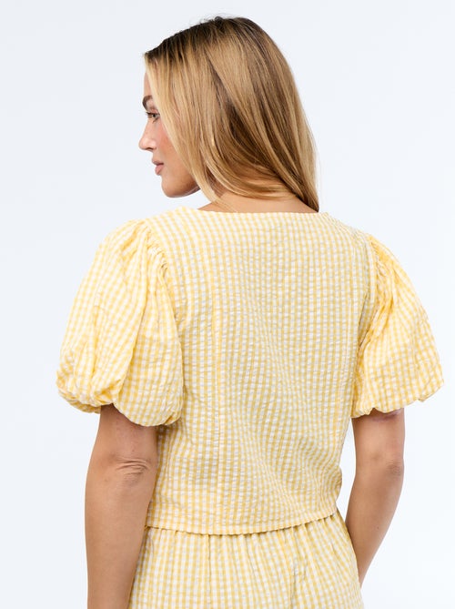 Waffle Knit Cropped Blouse - Kiabi