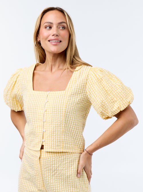 Waffle Knit Cropped Blouse - Kiabi