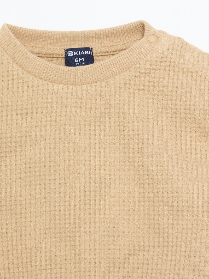 Waffle Knit Jogging Set - 2-Piece Beige - Kiabi