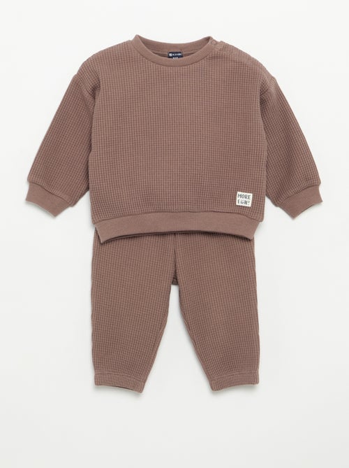 Waffle Knit Jogging Set - 2-Piece - Kiabi Waffle Knit Jogging Set - 2-Piece - Kiabi