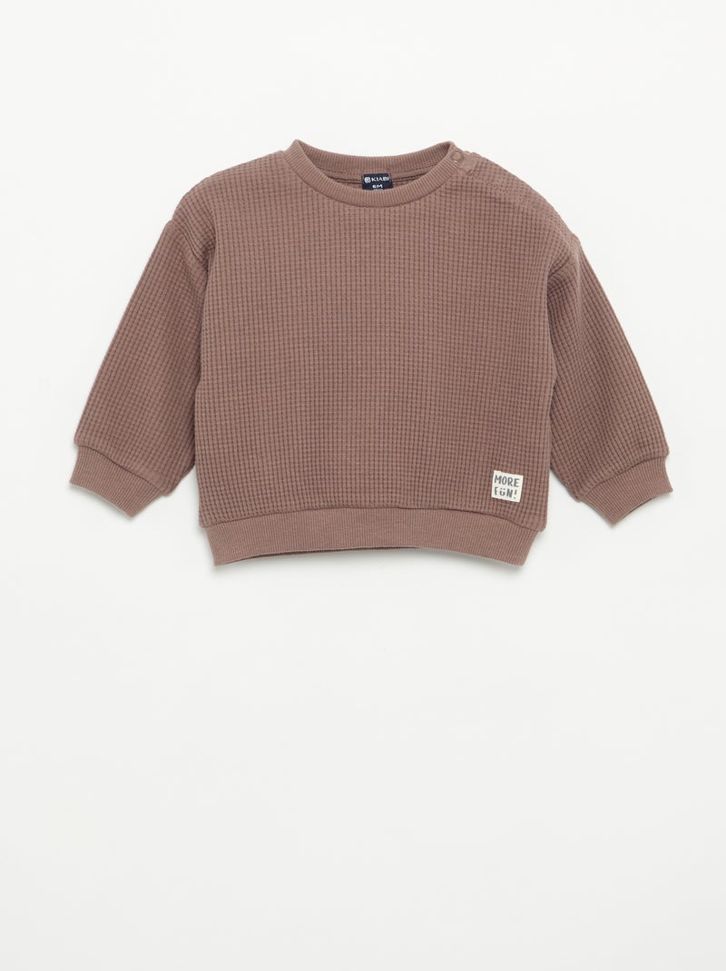 Waffle Knit Jogging Set - 2-Piece Brown - Kiabi