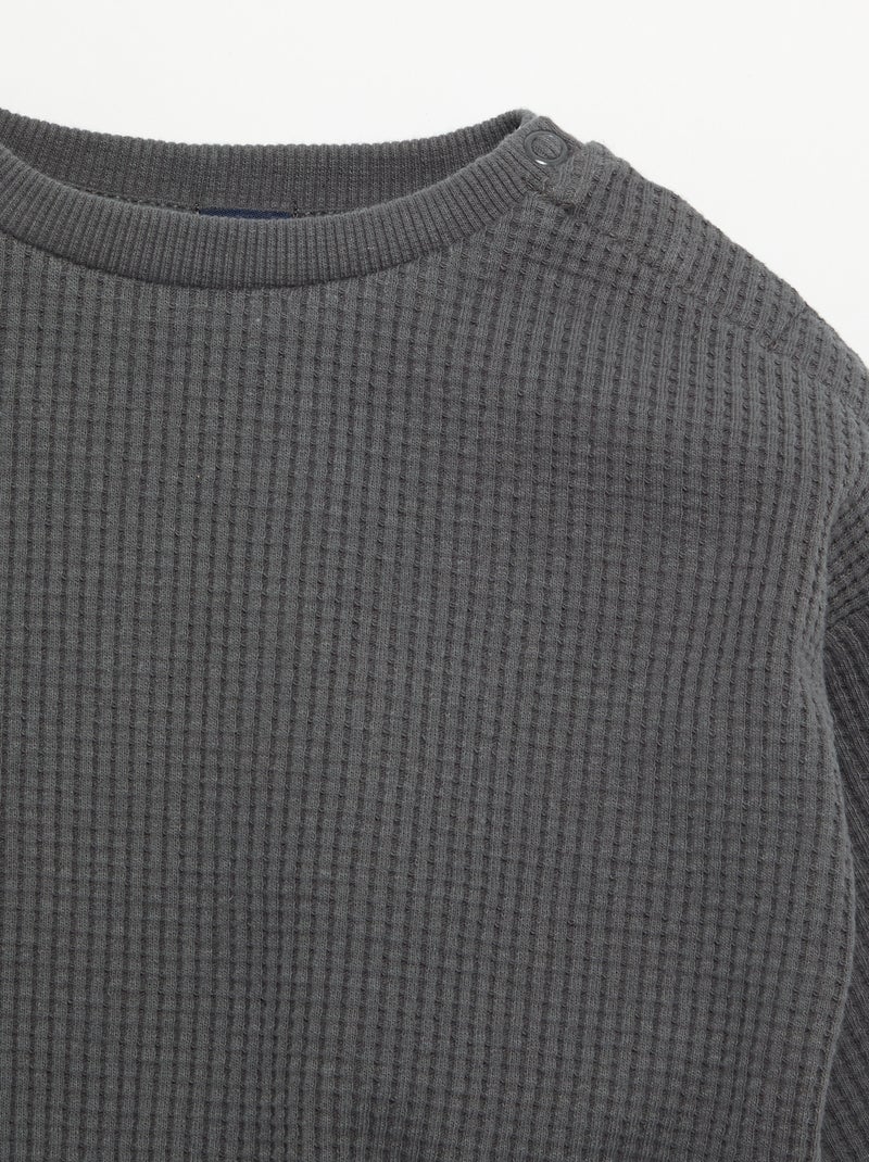 Waffle Knit Jogging Set - 2-Piece Grey - Kiabi