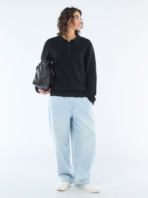 Waffle Knit Polo Collar Sweater - Kiabi
