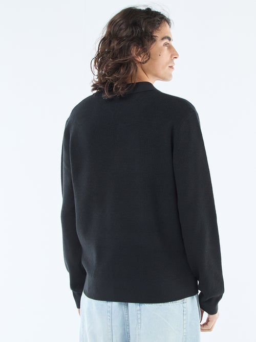 Waffle Knit Polo Collar Sweater - Kiabi