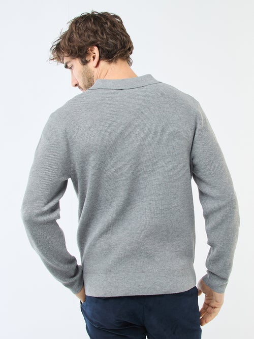 Waffle Knit Polo Collar Sweater - Kiabi