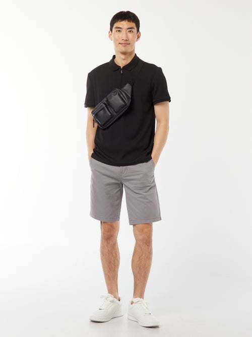 Waffle-knit polo shirt with zip-up neckline - Kiabi