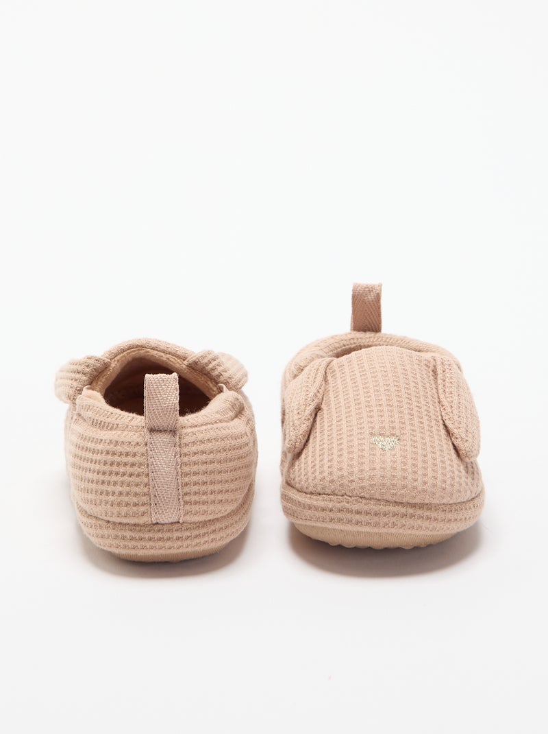Waffle Knit Slippers Brown - Kiabi