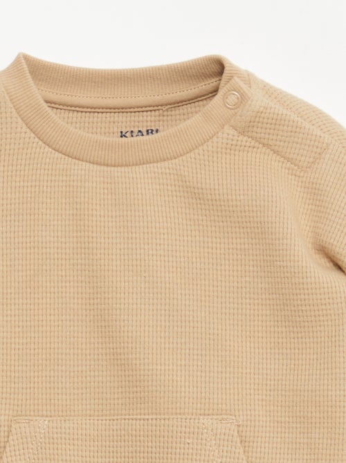 Waffle-knit sweatshirt and trousers set - 2-piece set - Kiabi