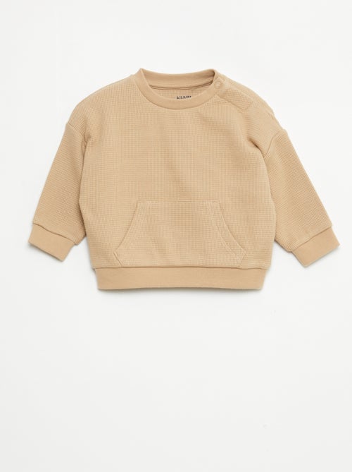 Waffle-knit sweatshirt and trousers set - 2-piece set - Kiabi