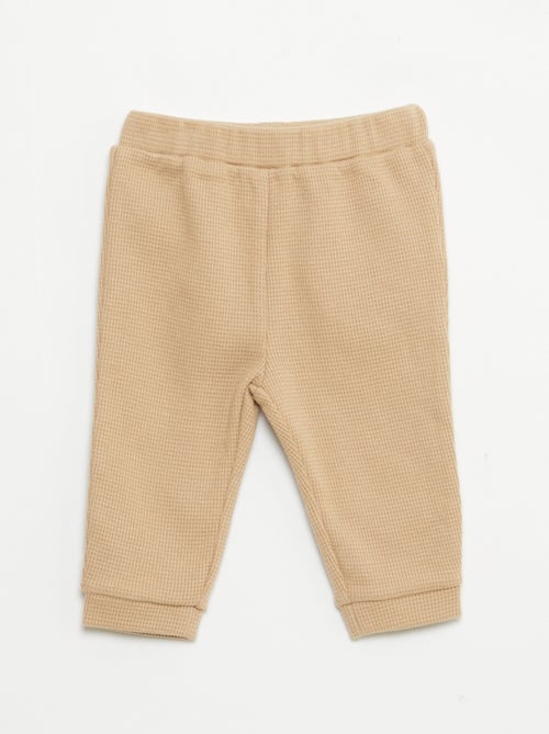 Waffle-knit sweatshirt and trousers set - 2-piece set - Kiabi