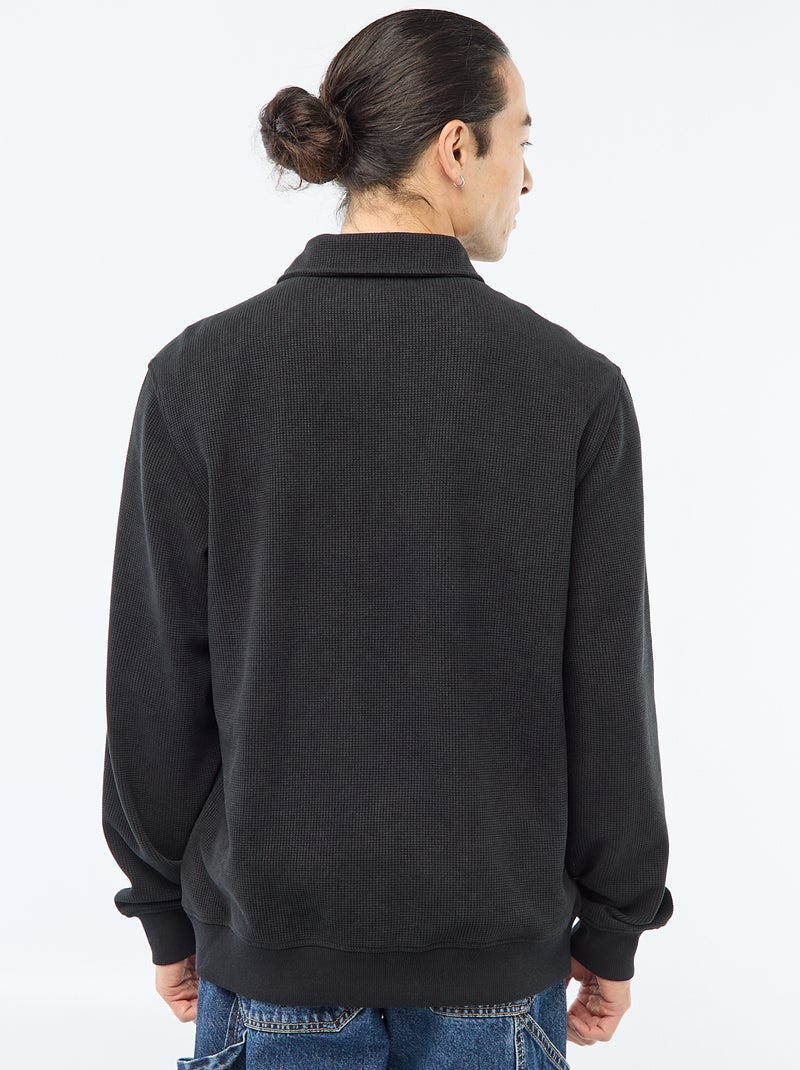 Waffle Knit Sweatshirt Black - Kiabi