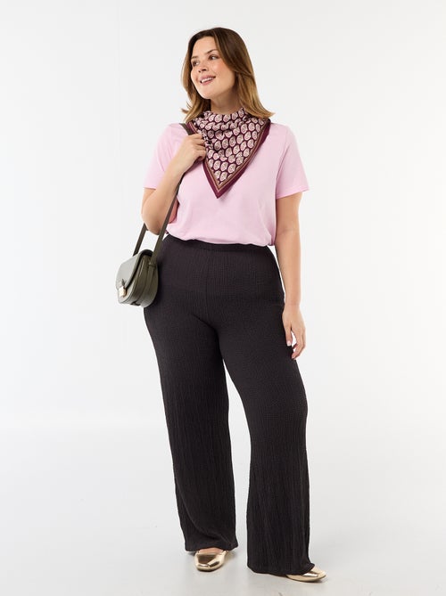 Waffle Knit Wide Leg Pants - Kiabi