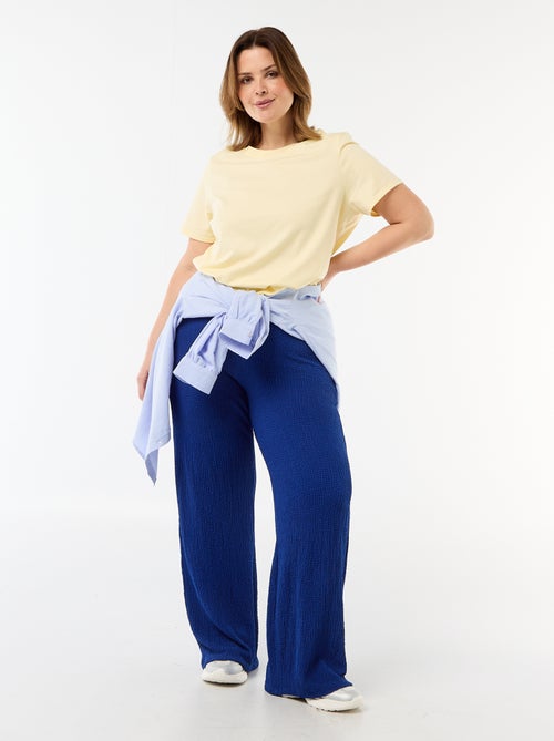Waffle Knit Wide Leg Pants - Kiabi