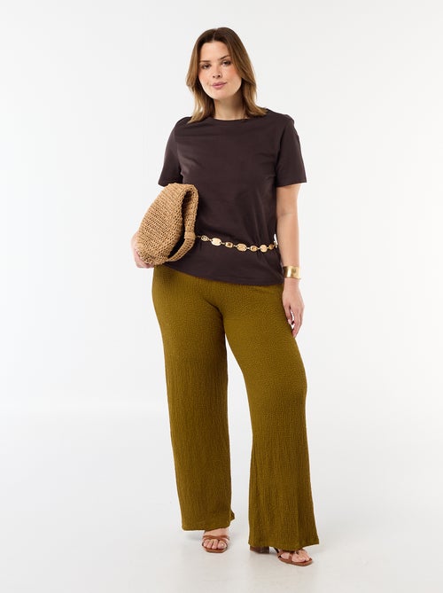 Waffle Knit Wide Leg Pants - Kiabi