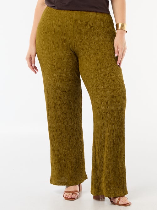 Waffle Knit Wide Leg Pants - Kiabi