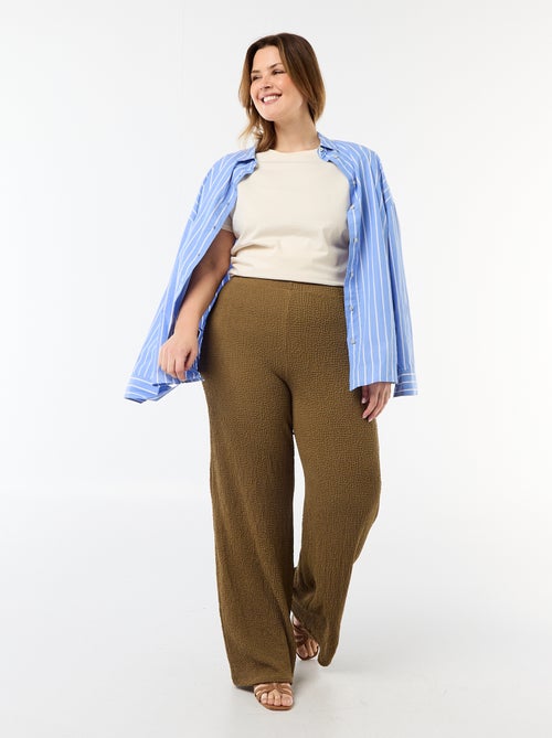 Waffle Knit Wide Leg Pants - Kiabi