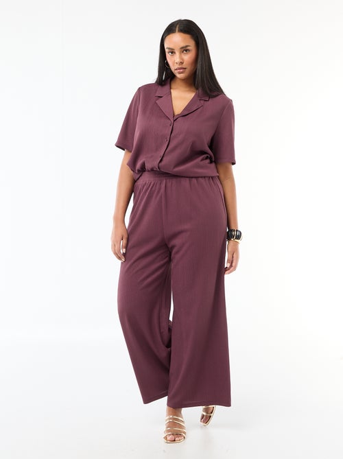 Waffle Knit Wide-Leg Pants - Kiabi