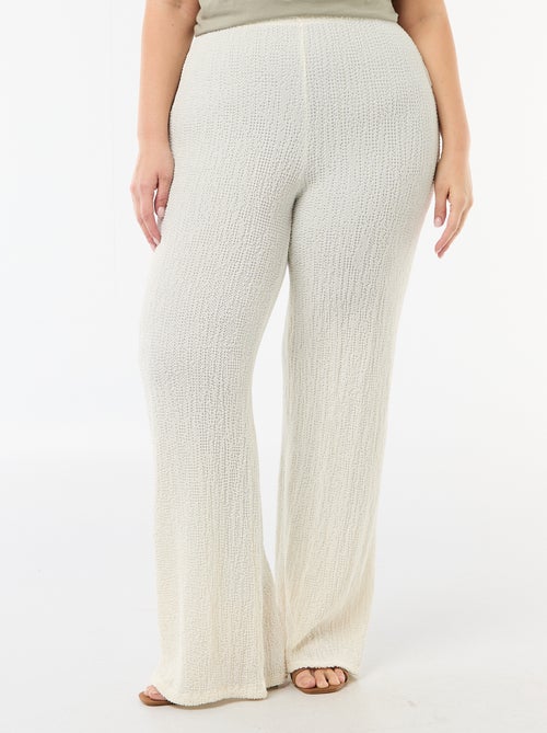 Waffle Knit Wide Leg Pants - Kiabi