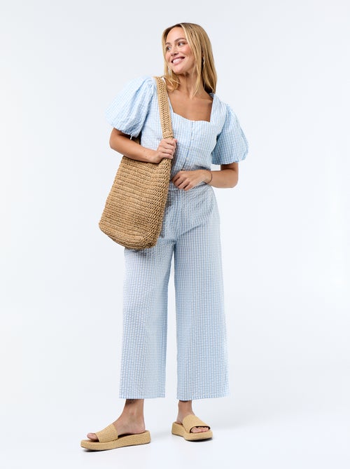 Waffle Knit Wide-Leg Trousers - Kiabi