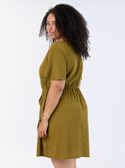 Waffle Knit Wrap Dress - Kiabi Waffle Knit Wrap Dress - Kiabi